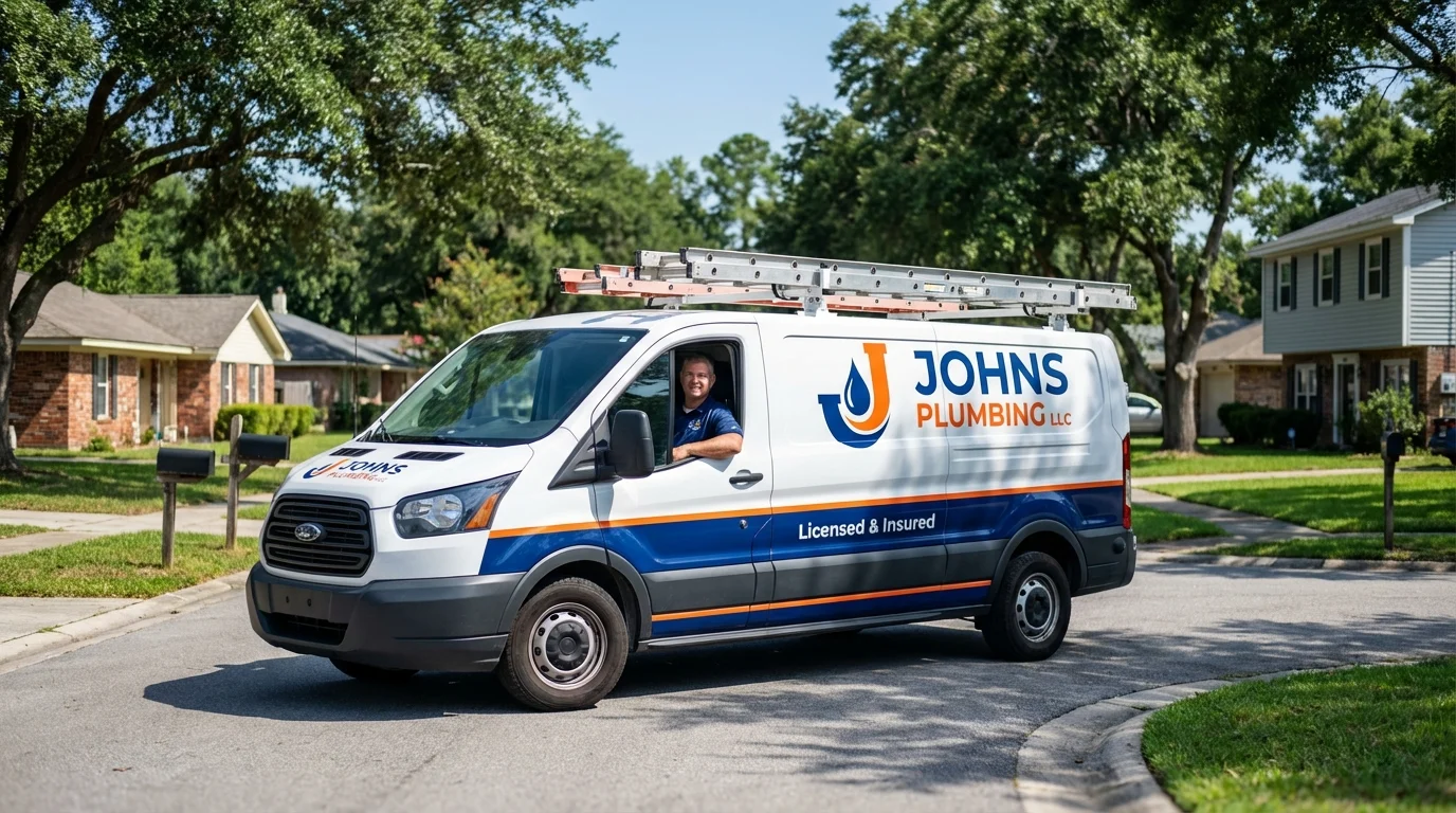 Johns Plumbing LLC service van in Warren, IL
