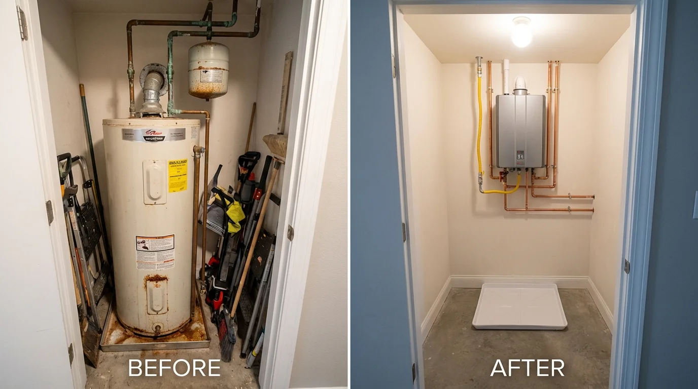 Tank water heater versus wall-mounted tankless unit comparison for Warren, IL homeowners